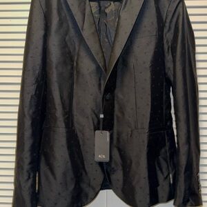 A/X Armani Exchange Black Satin Dot Sport Coat Blazer